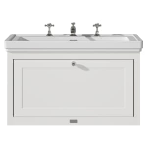 Bayswater Hartleigh Pointing White Traditional Wall Hung Vanity Unit & 3 Tap Hole Traditional Recessed Basin - 800mm