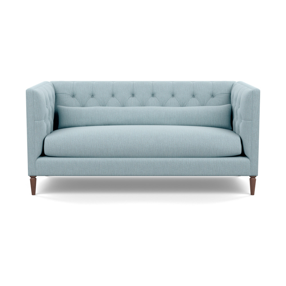 Heal's Balmoral 3 Seater Sofa Smart Linen Mix Duck Egg Walnut Feet