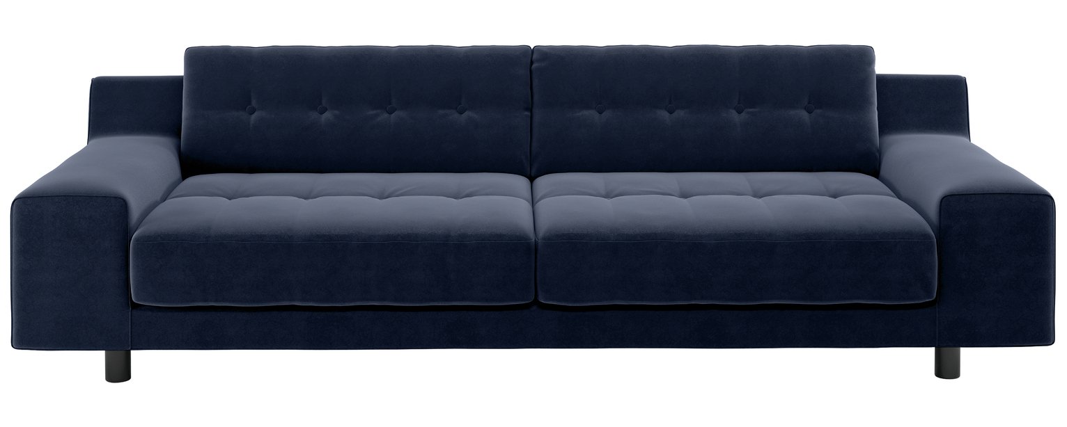 Habitat Hendricks 4 Seater Velvet Sofa - Navy