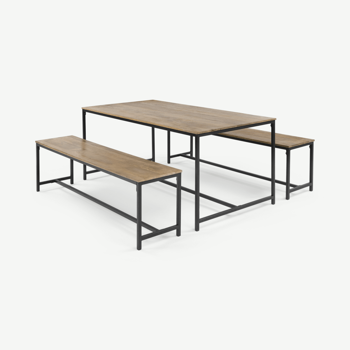 Lomond Dining Table Set, Mango Wood & Black