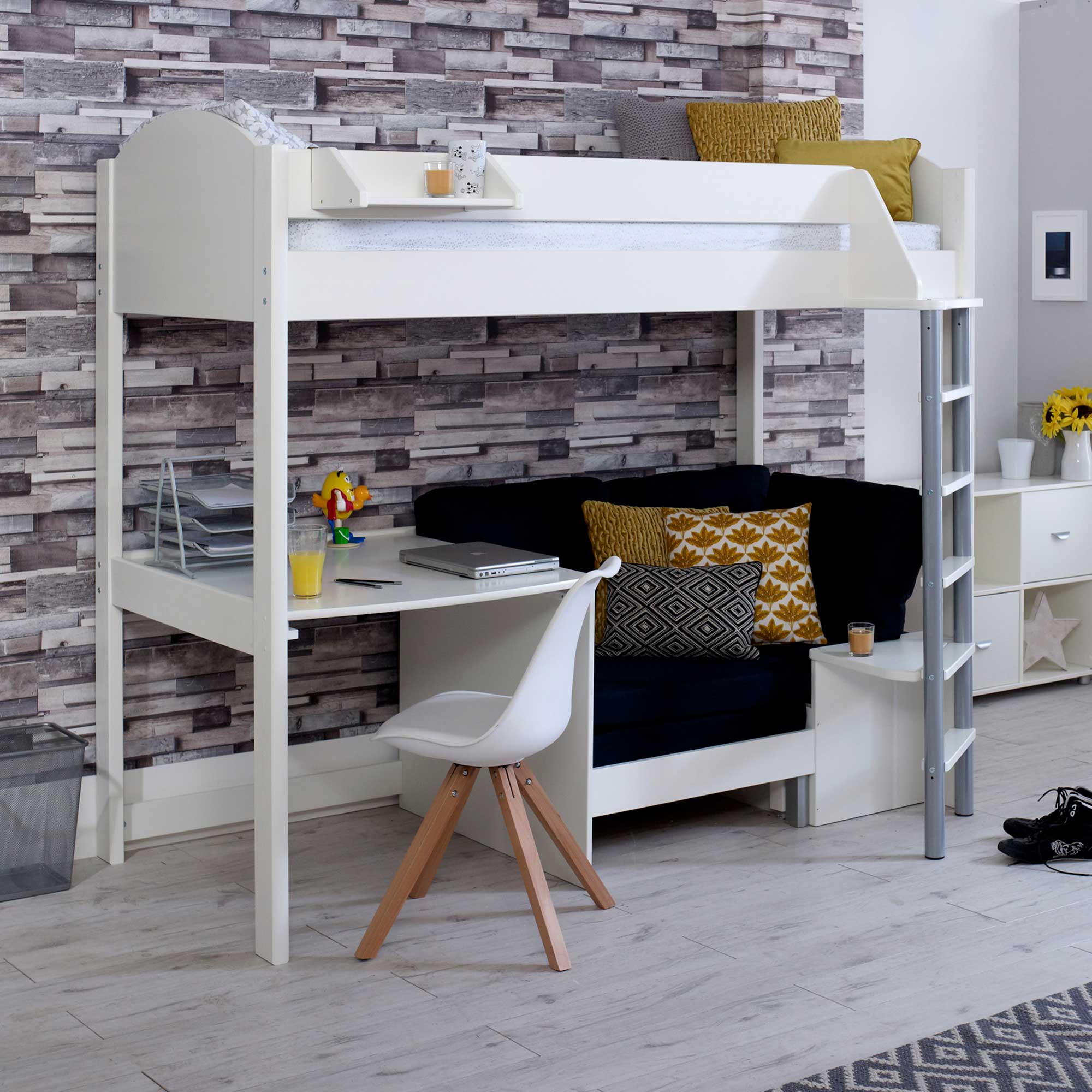 Nova B Childrens Highsleeper Bed with Desk and Futon
