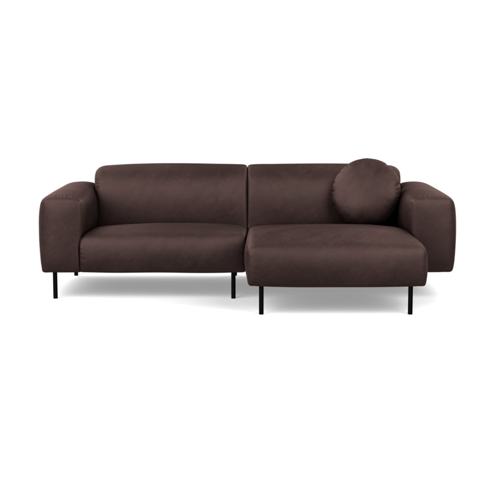 Heal's Luna Right Hand Facing Corner Chaise Sofa Luxury Leather Coco Black