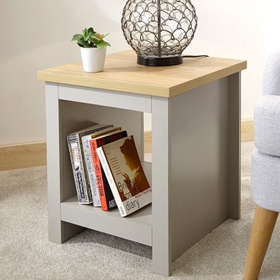 Valencia Wooden Side Table with Shelf In Grey