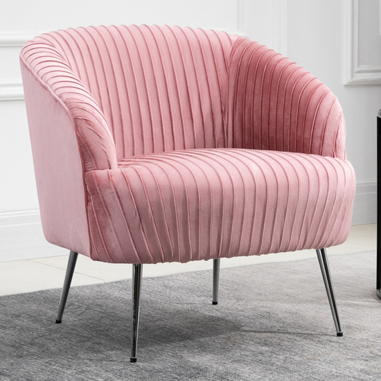 Layla Fabric Upholstered Armchair In Pink