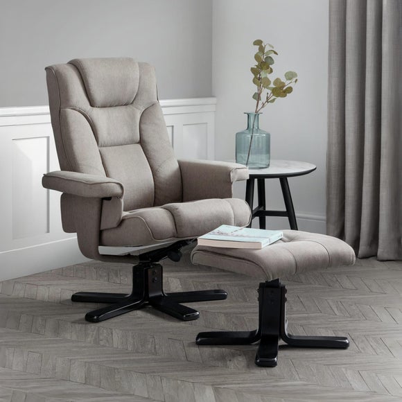 Return - Malmo Faux Linen Swivel Recliner & Footstool