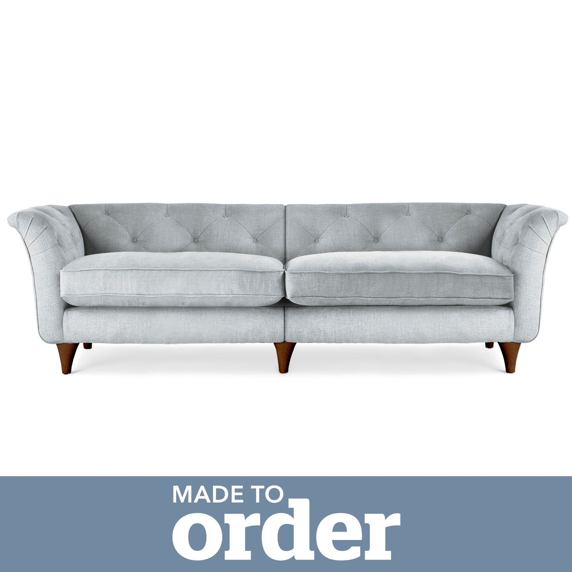 Jaipur 4 Seater Sofa Brushed Plain Fabric Blue