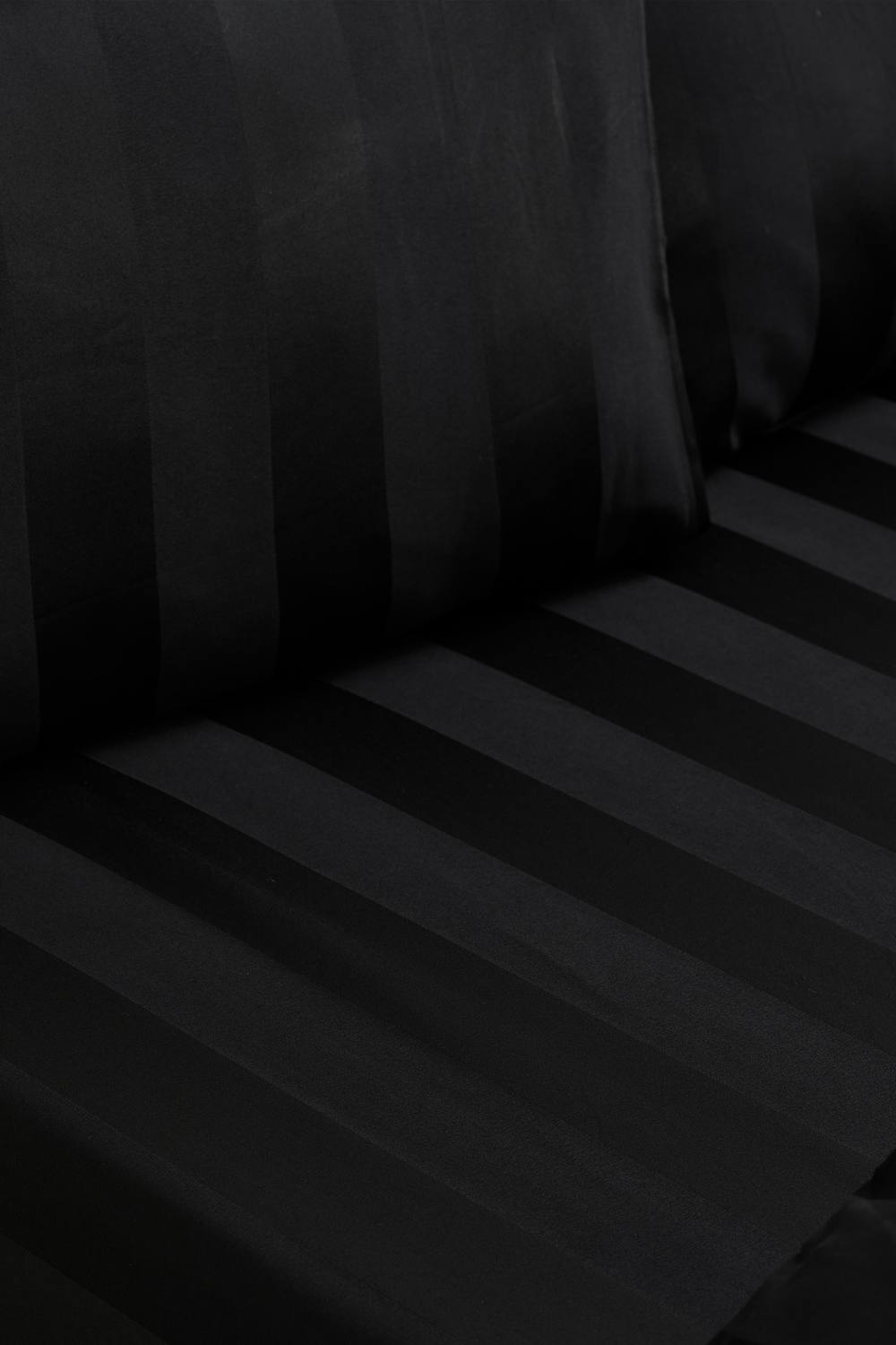 Catherine Lansfield 'So Soft Satin Stripe' Standard Pillowcase Pack of 4 in Black 2