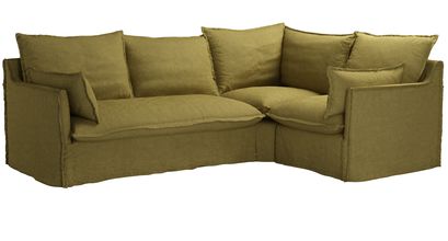 Isaac Asym: LHF 2 Seat Sofabed w RHF Single in Mossymere Norfolk Cotton - sofa.com