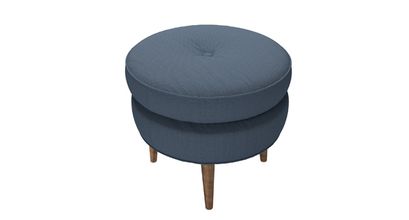 Felix Round Footstool in Midnight Blue Brushed Linen Cotton - sofa.com