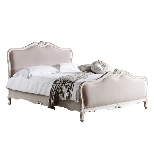 Chic Mindy Ash Wooden King Size Bed In Vanilla White