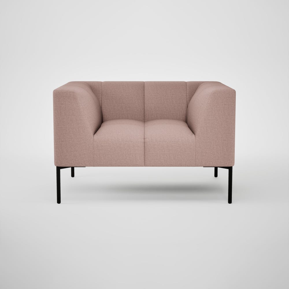 Heal's Quadro Armchair Siena Cotton Dusky Pink Black Feet 2