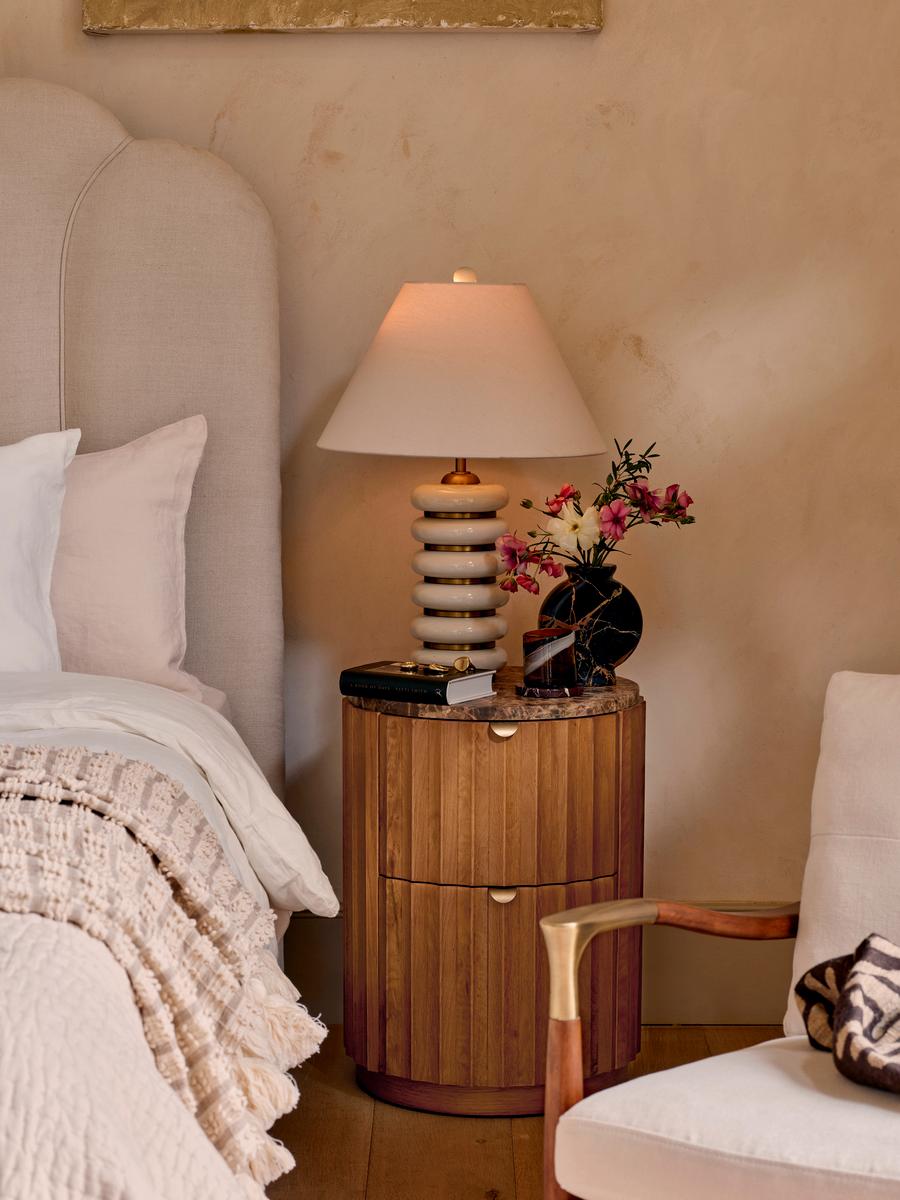 Greyson Table Lamp, High Gloss Lacquer, Cream