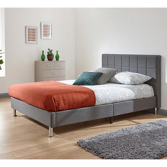 Fresno Fabric Double Bed In Grey