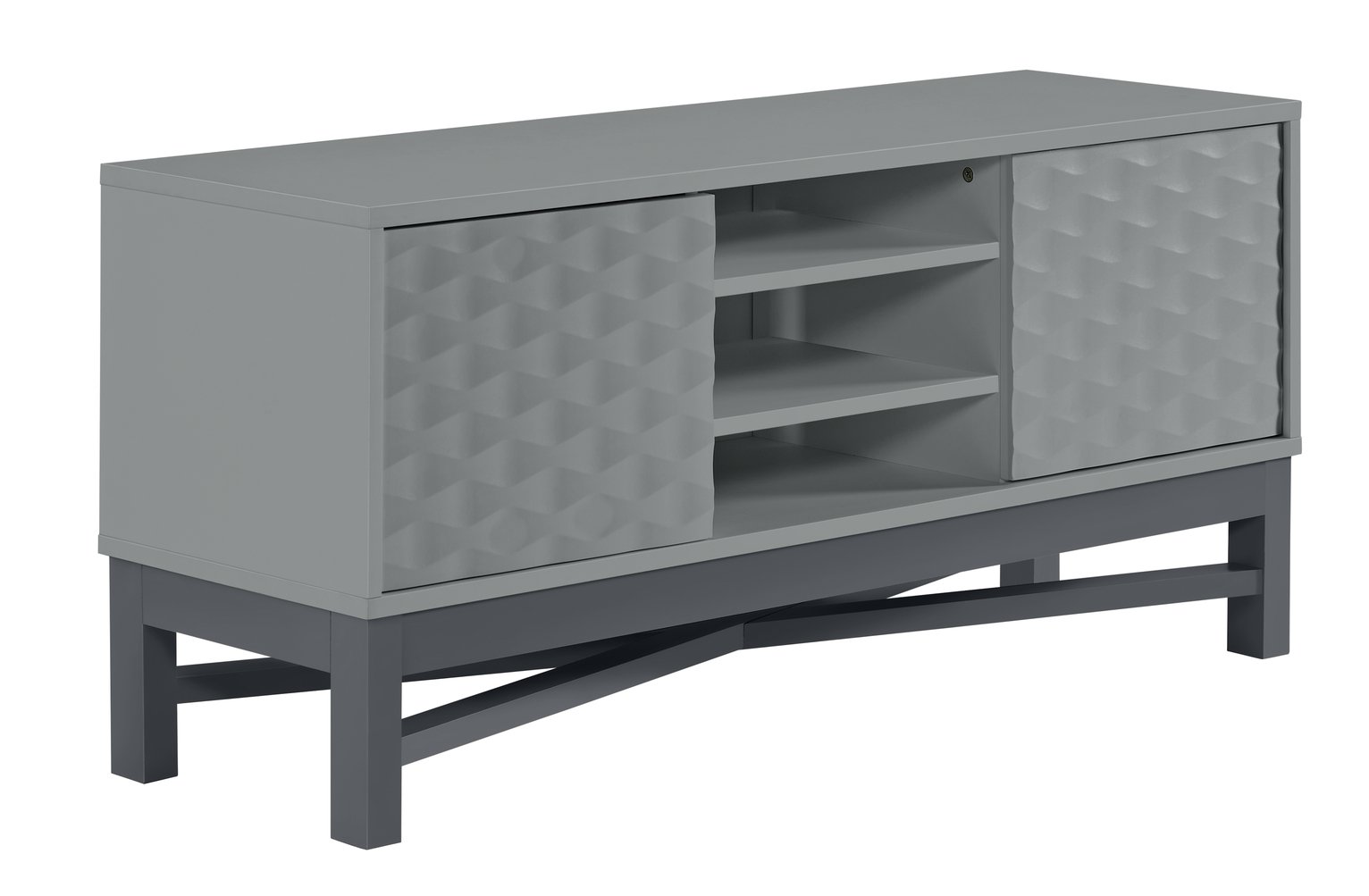 Habitat Zander Textured TV Unit - Grey