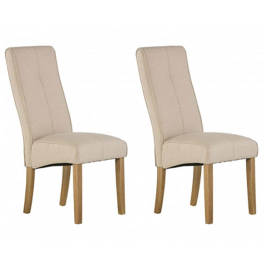 Denver Natural Fabric Dining Chair In A Pair