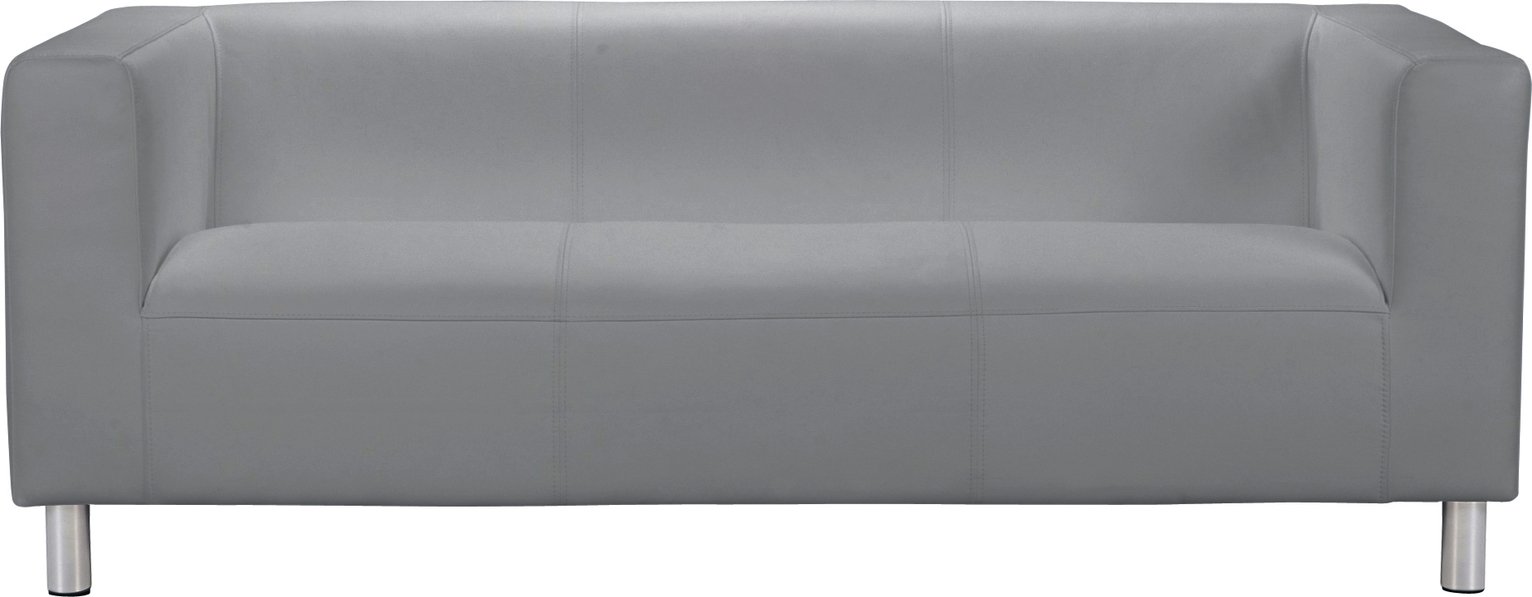Argos Home Moda 3 Seater Faux Leather Sofa - Grey