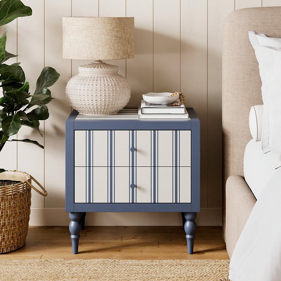 Petit Folkstone Stripe Wide 2 Drawer Bedside Table