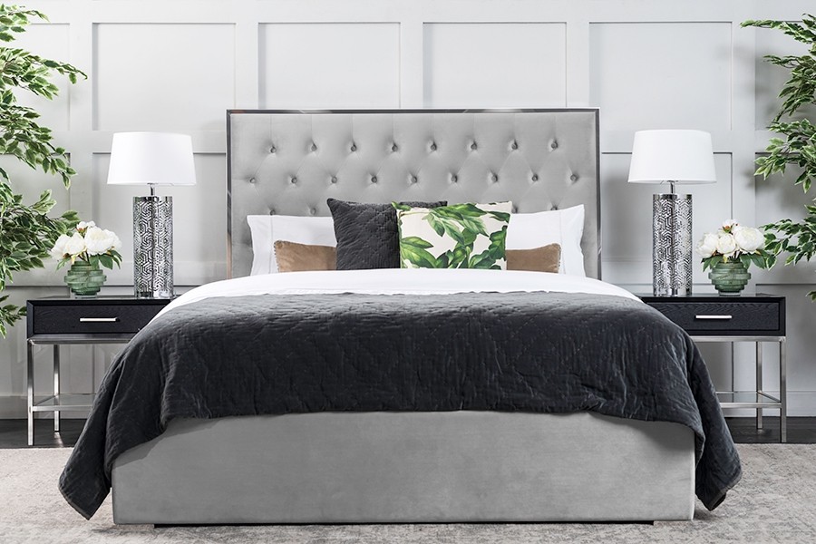 Lavinia Storage Bed Platinum  Grey
