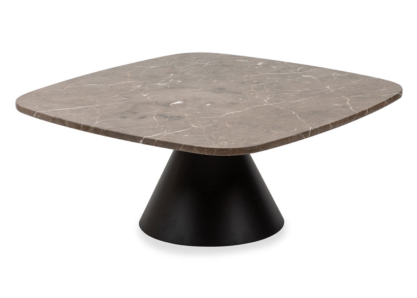Heal's Cezanne Square Coffee Table Brown Marble Black Frame