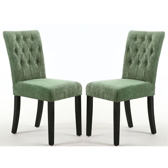 Oriel Dining Chair In Olive Green With Black Legs In A Pair