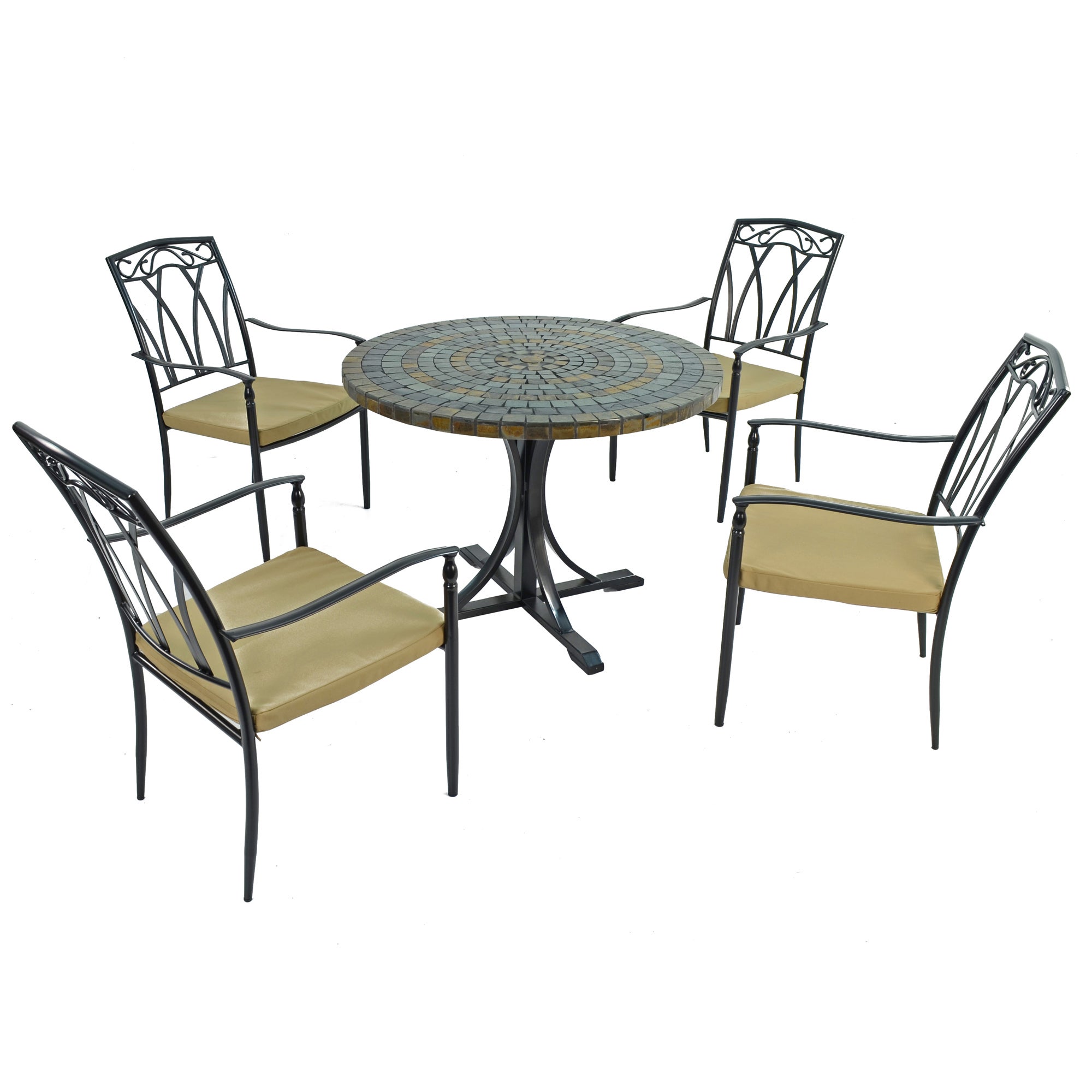 Monterey 4 Seater Dining Set with Ascot Chairs Grey, Brown and Black