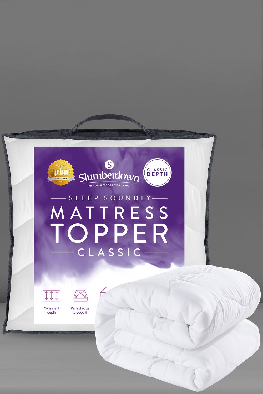 Slumberdown Sleep Soundly 2.5cm Mattress Topper in Off-White