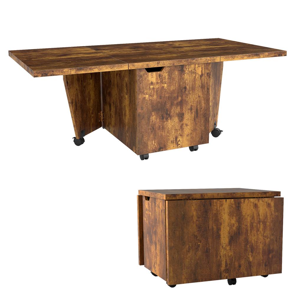 Costway 120cm Extendable Center Table Foldable Coffee Table w/Storage in Walnut