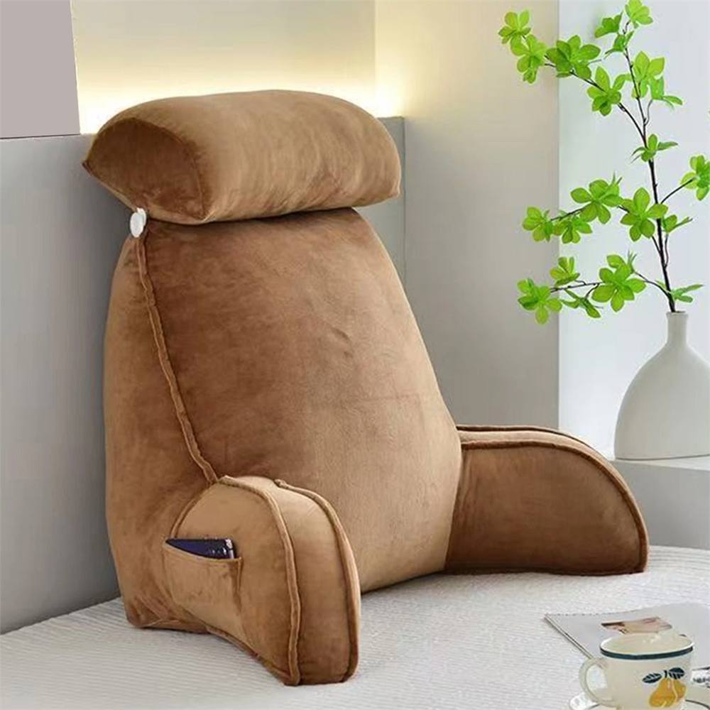SPETLEK Coffee Back Support Cuddle Cushion Pillow with Arms in Brown