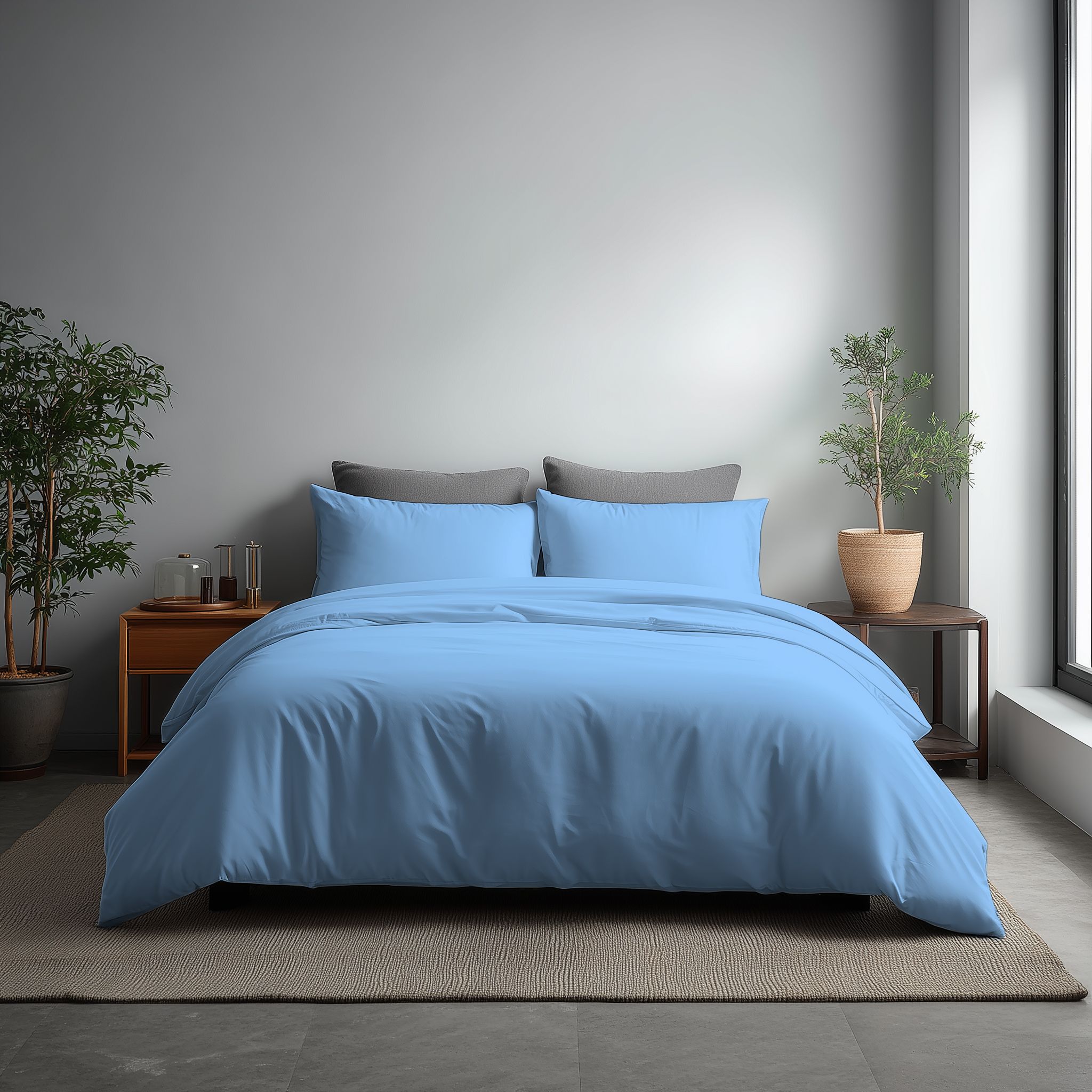 Snug City Microfibre Soft Touch Duvet Cover & Pillowcase/s Set Bed Linen in Light Blue