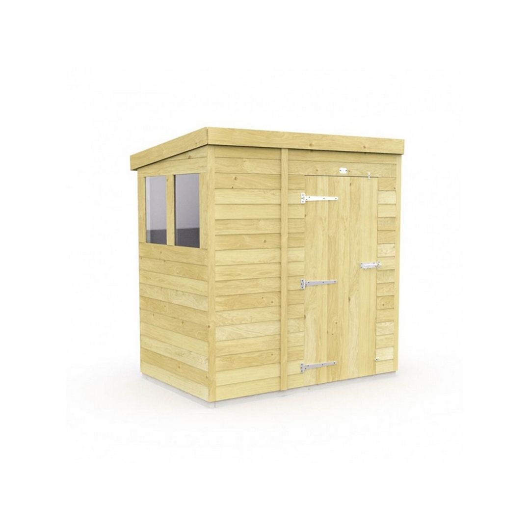 Buttercup Farm 4 x 6 Feet Pent Shed - Double Door W/ Windows - L178 x W127 x H201 cm in Brown