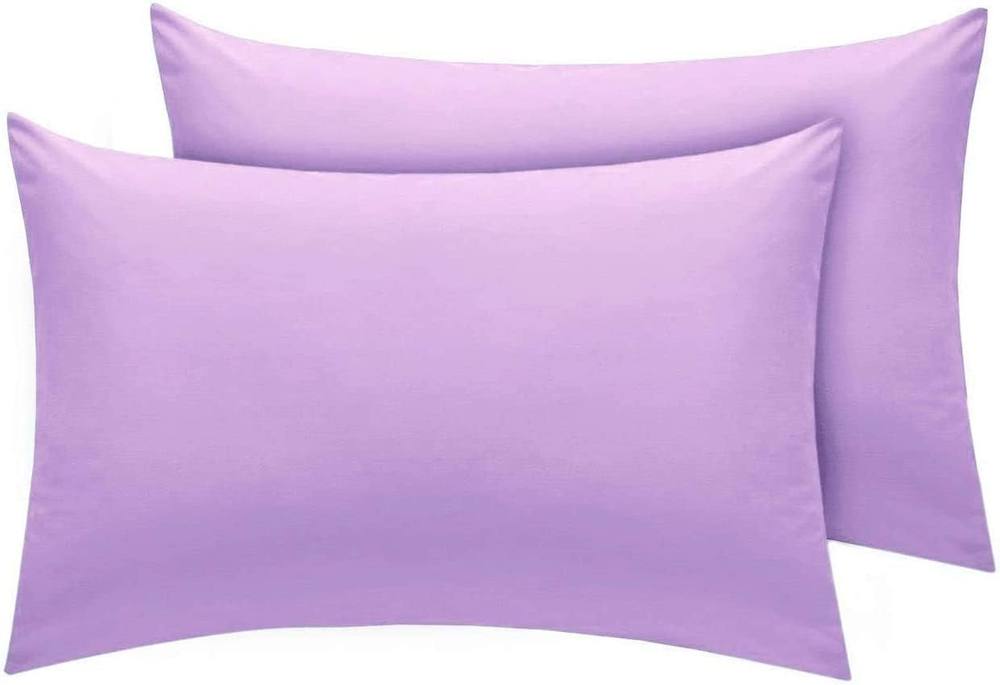 Homes-Linen Premium Percale Pillowcases 180 Thread Count Hotel Quality 2 Pack Set in Lilac