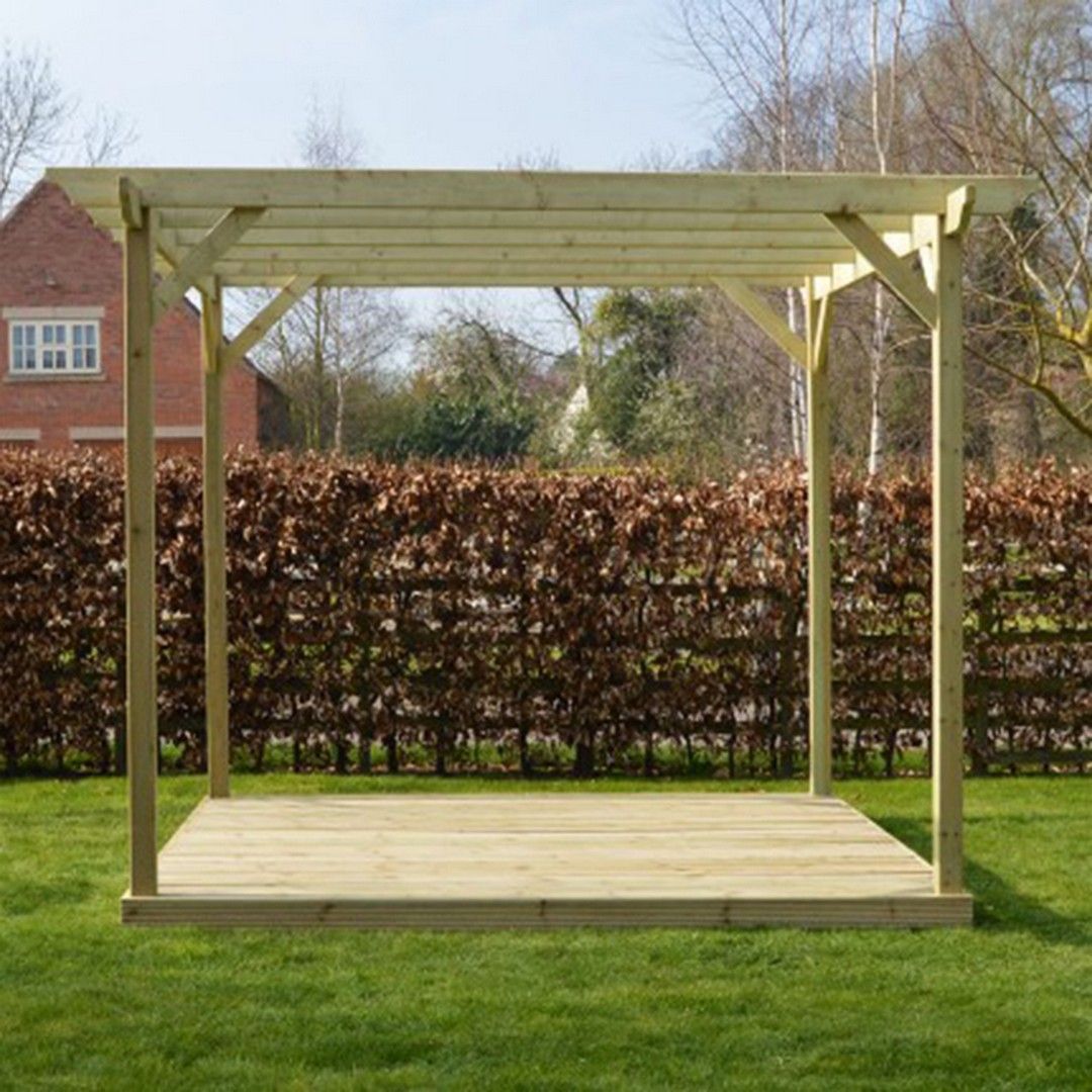 Rutland County Garden Furniture Ltd Pergola & Decking Kit - L240 x W240 x H270 cm - Light Green