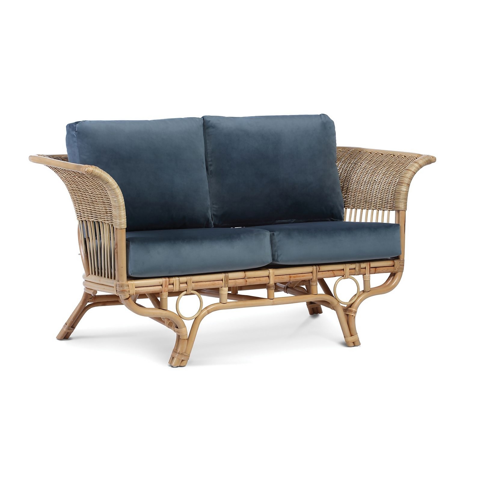 Beijing Rattan Sofa in Velvet Blue
