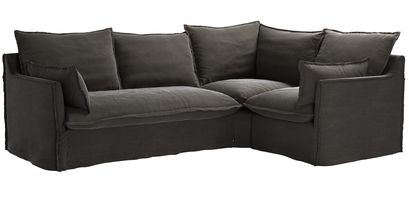 Isaac Asym: LHF 2 Seat Sofabed w RHF Single in Battleship Grey Smart Cotton - sofa.com