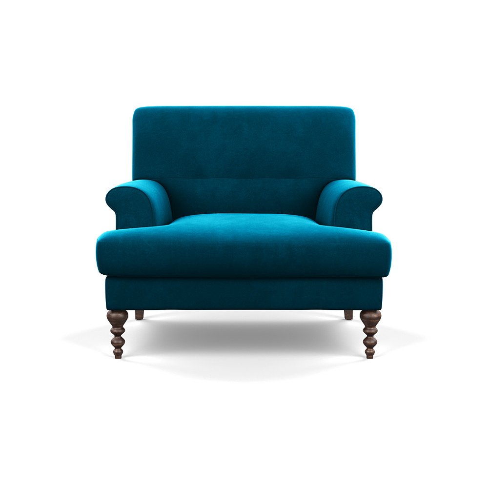 SCP Oscar Formal Armchair Velvet Teal Walnut Feet