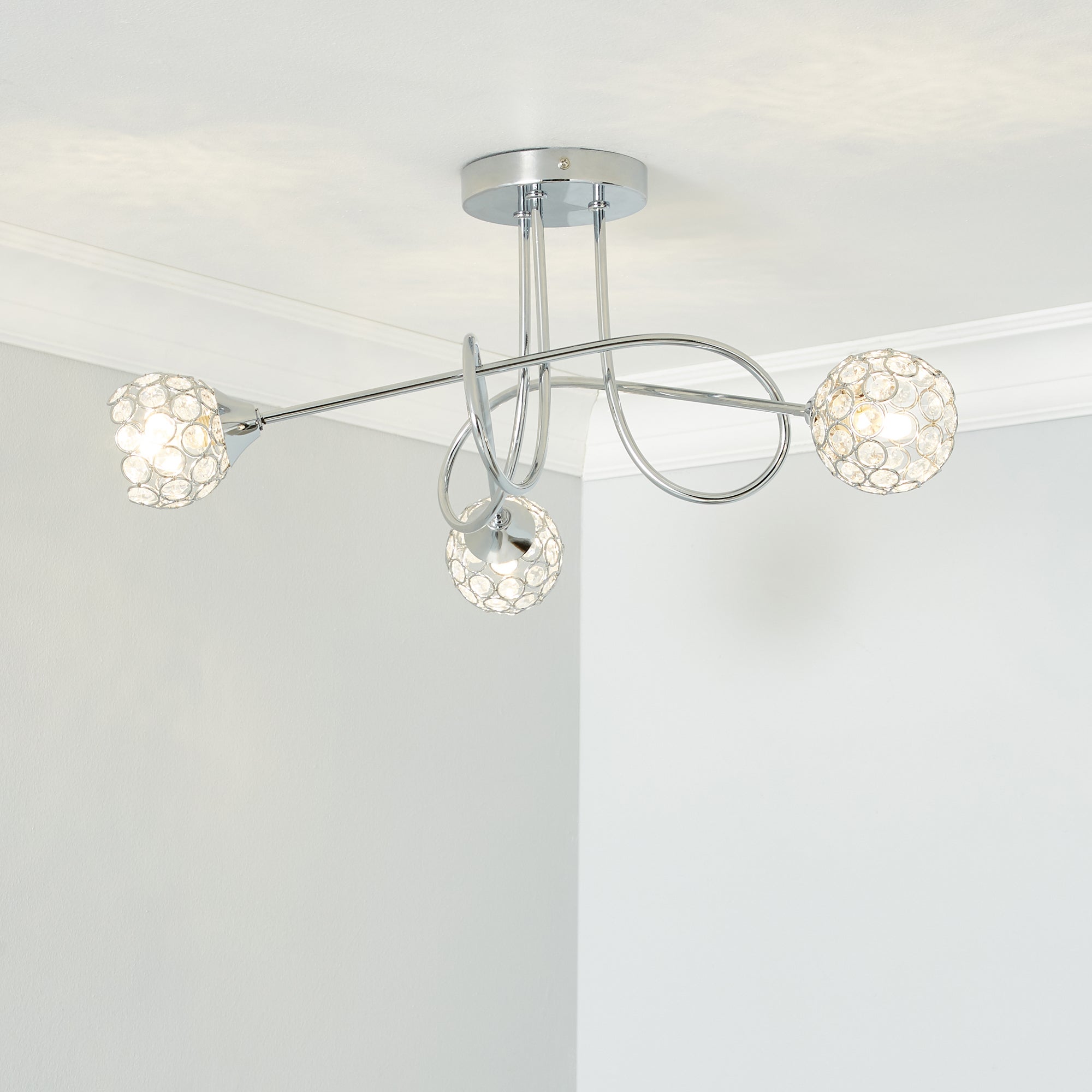 Portia Acrylic Beaded Ceiling Fitting Chrome