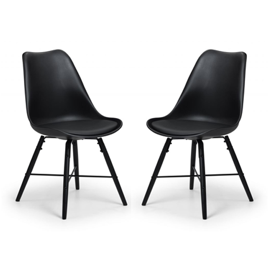 Kari Dining Chair With Black Seat And Black Legs In Pair