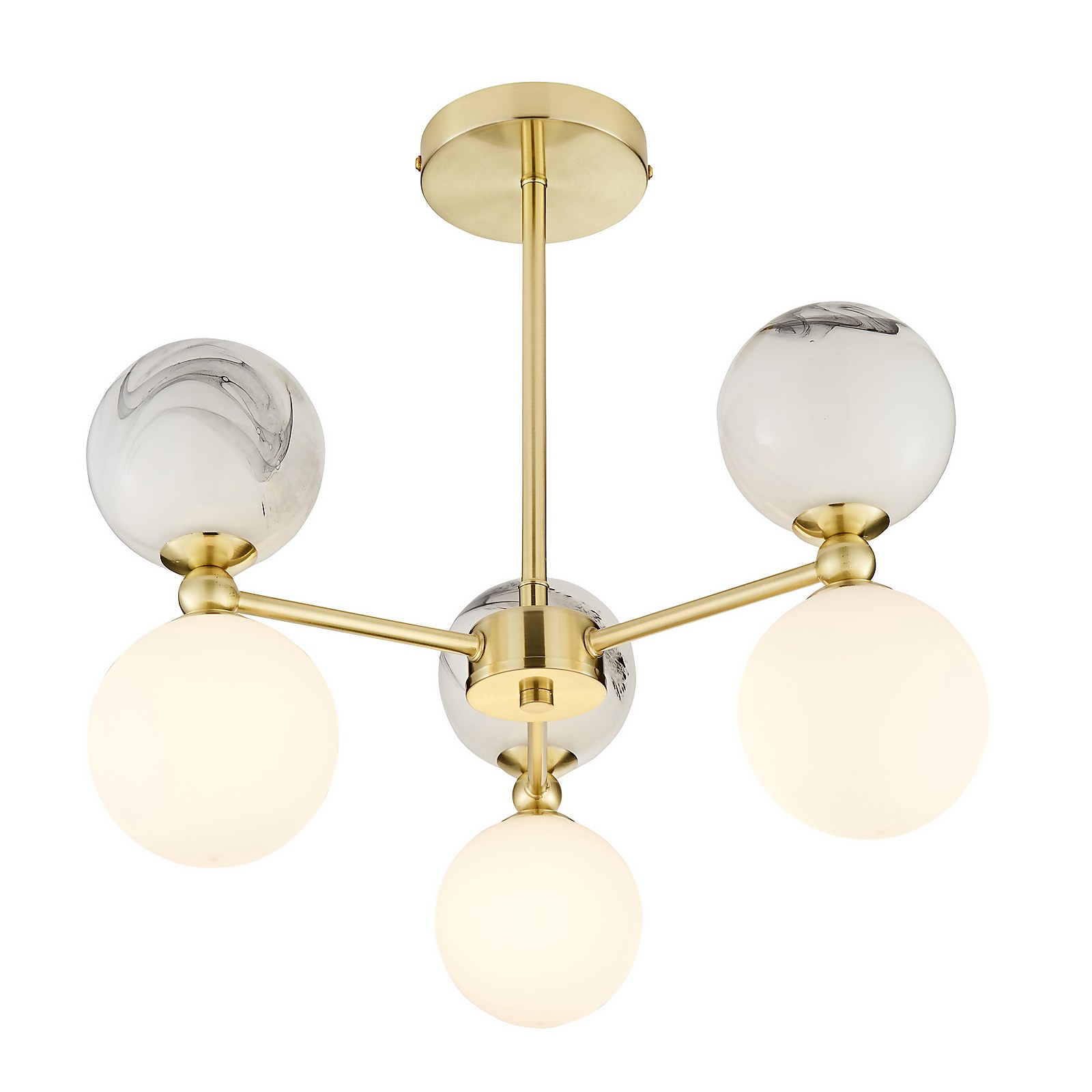 Delta 3 Light Marble Pendant - Brass & Opal