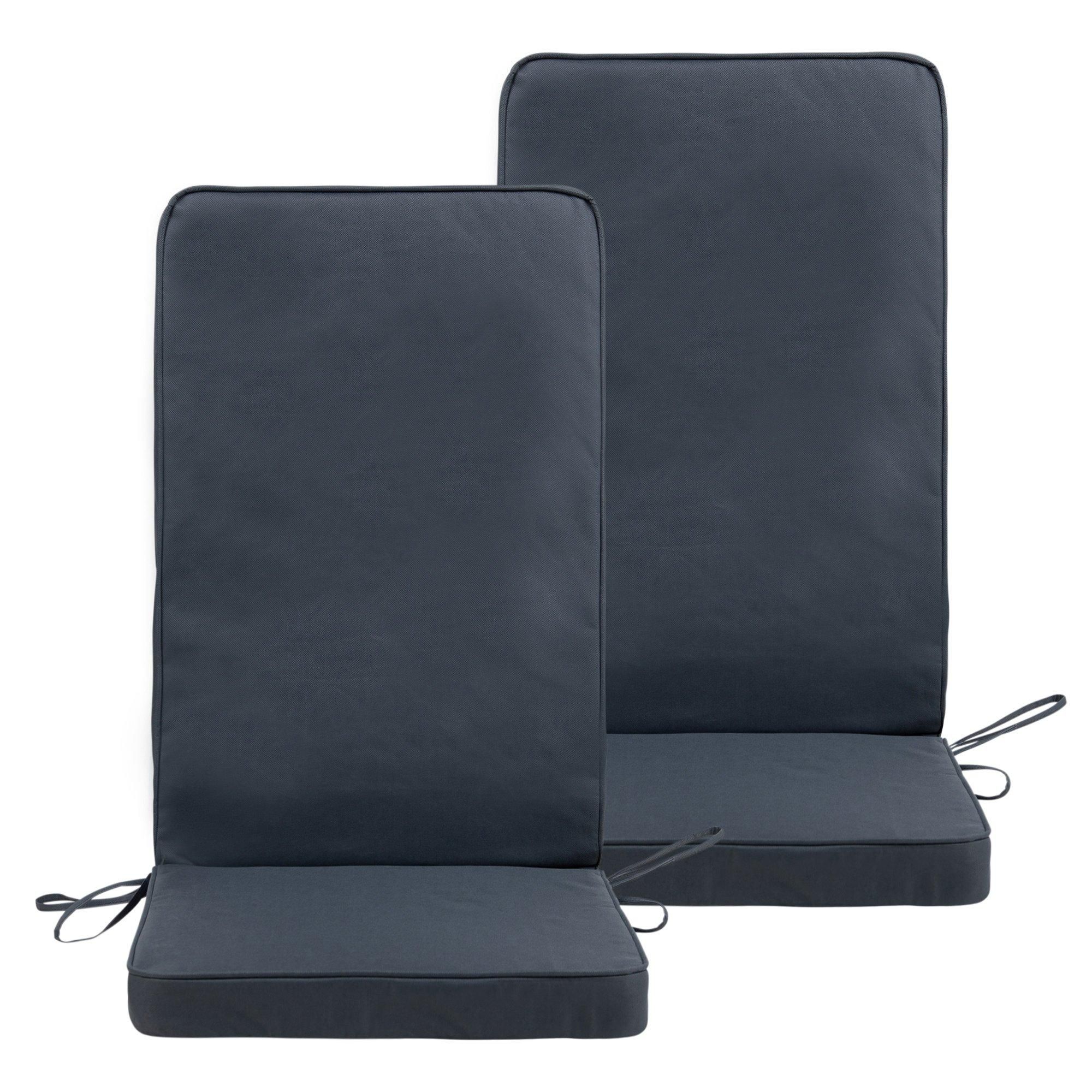 icon Outdoor High Back Seat Cushion Set of 2 in Dark Grey
