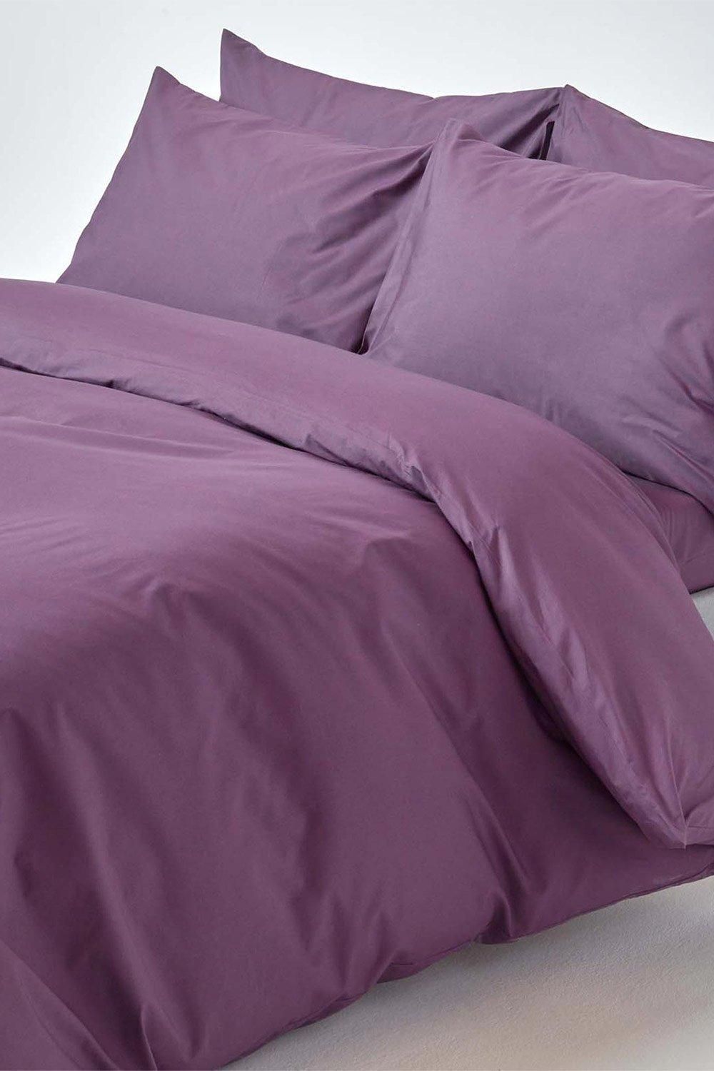 Homescapes Egyptian Cotton Duvet Cover with Pillowcase, 200 TC in Grape