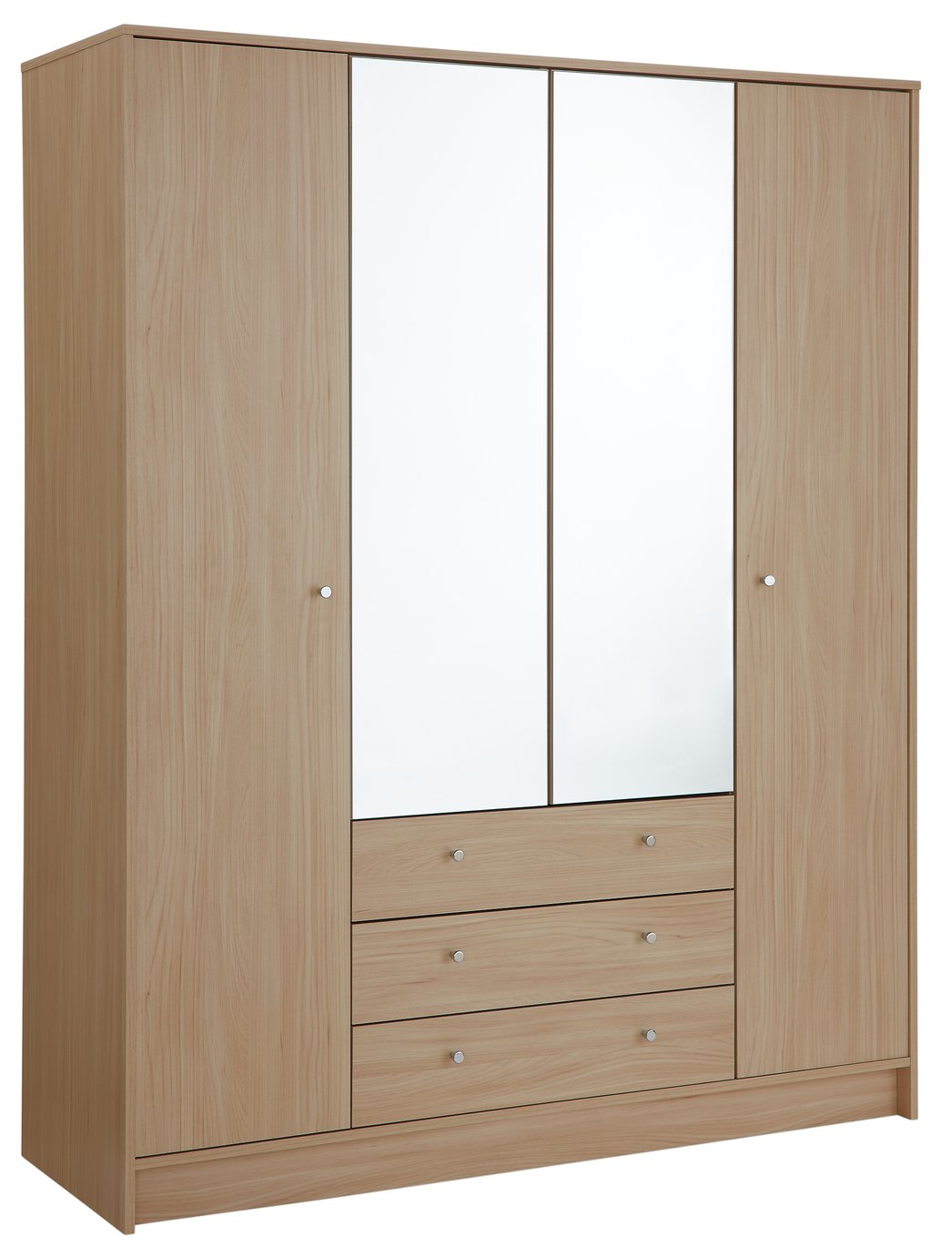 Argos Home Malibu 4 Door 3 Drawer Wardrobe - Beech Effect