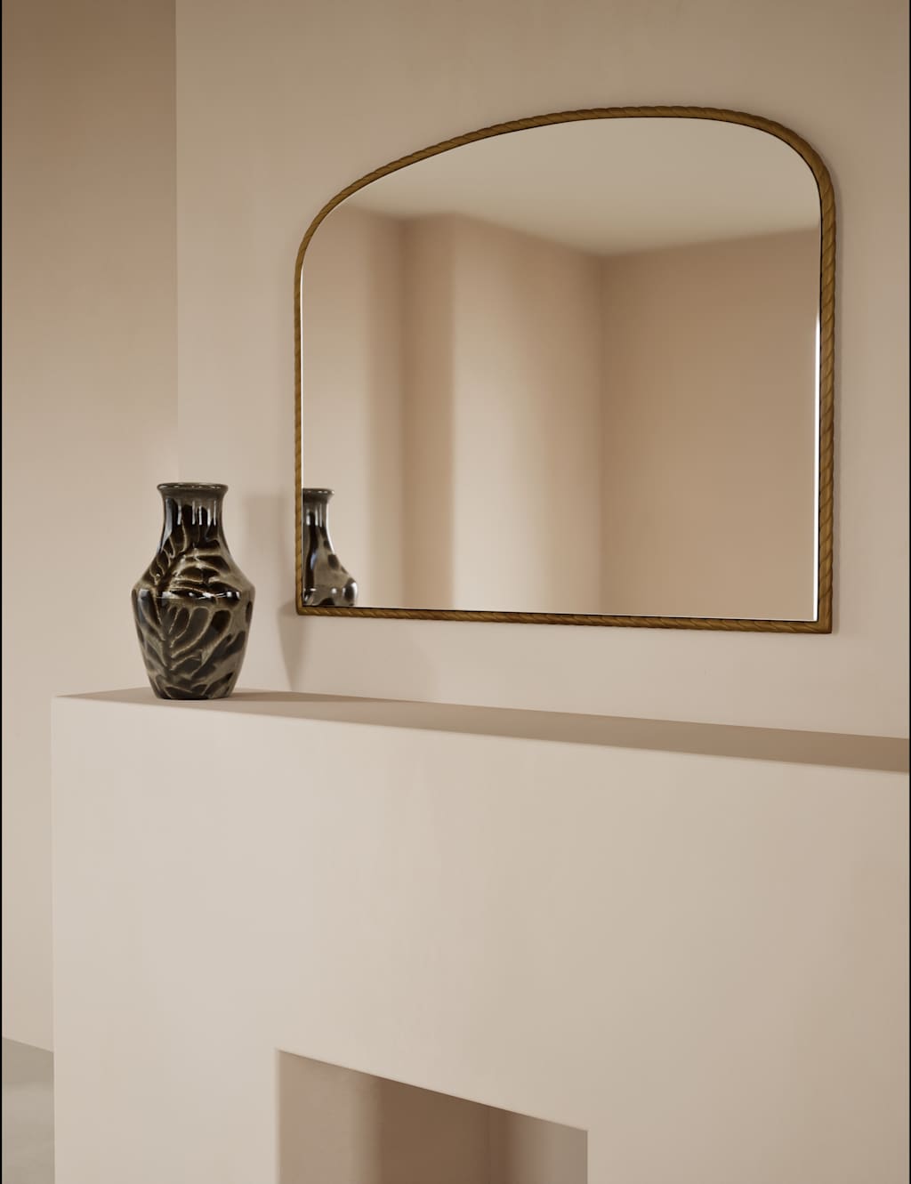 M&S Metal Twisted Overmantel Wall Mirror Antique Brass