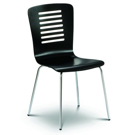 Brent Dining Chair In Black Lacquered With Chrome Legs