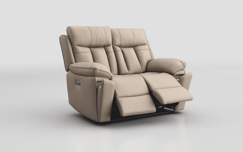 Cream Fabric Chalbury 2 Seater Power Recliner Sofa with Cup Holders