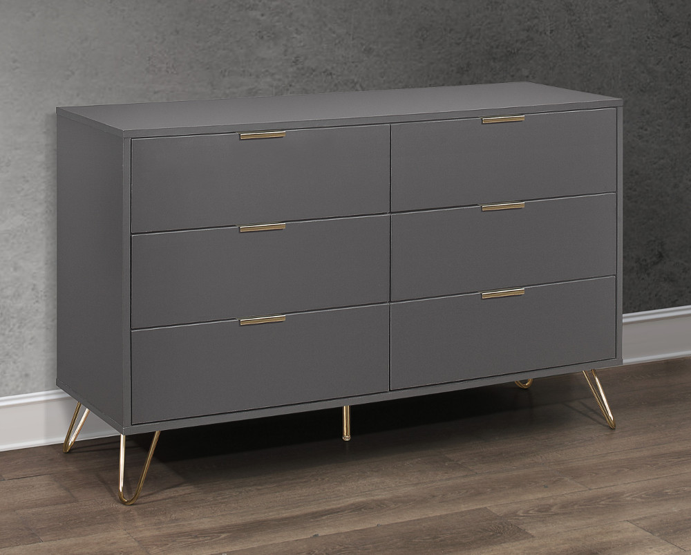 Arlo Charcoal Wooden 6 Drawer Chest