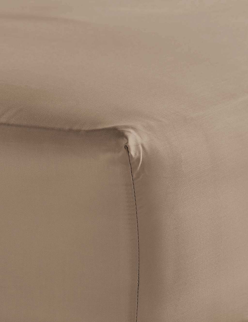 Bedfolk Cotton Sateen Deep Fitted Sheet Light Brown