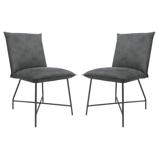 Lukas Grey Fabric Upholstered Dining Chairs In Pair