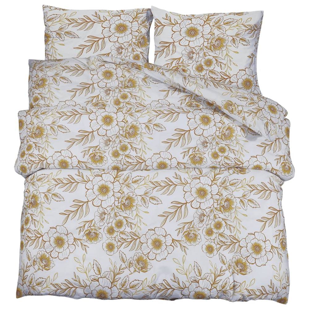 Berkfield Home Duvet Cover Set White & Brown 200x220 cm Cotton