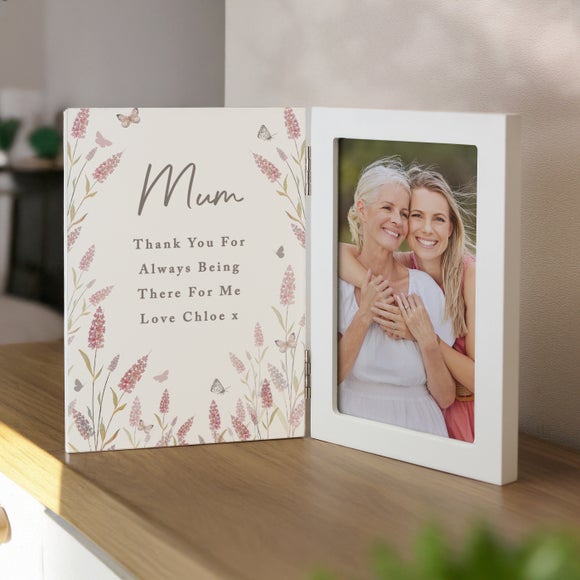 Personalised Floral Wooden Hinged Photo Frame