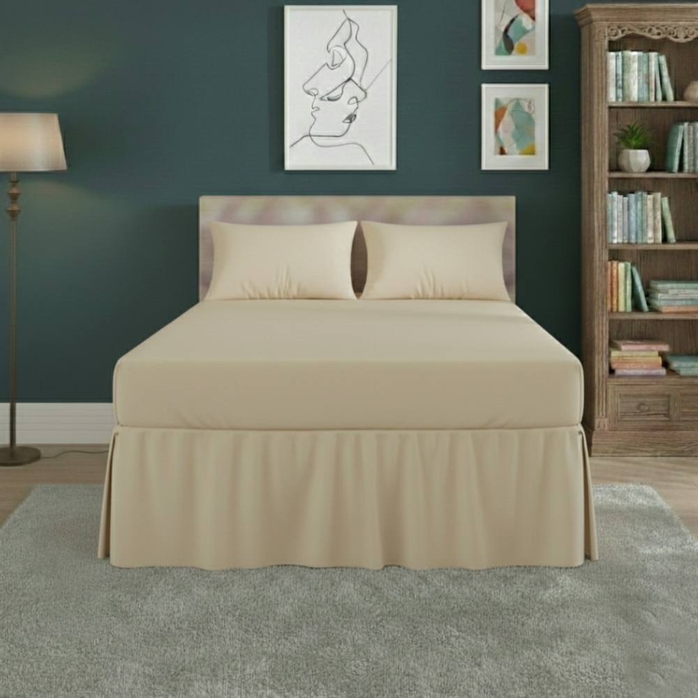 Snug City Fitted Valance Bed Sheet Polycotton Mattress Cover & Frill Easy Care in Cream